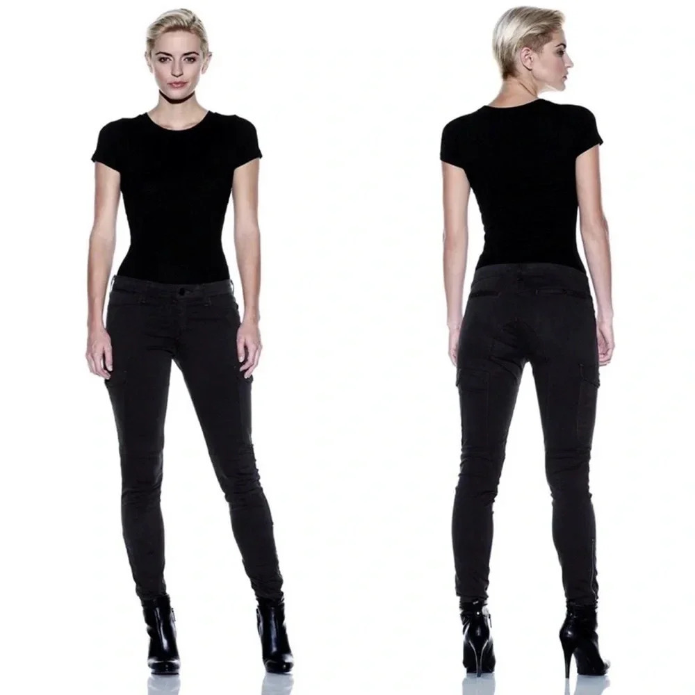 Habitual Black High Rise Cargo Pants Women’s Size 30 Skinny Leg Stretchy